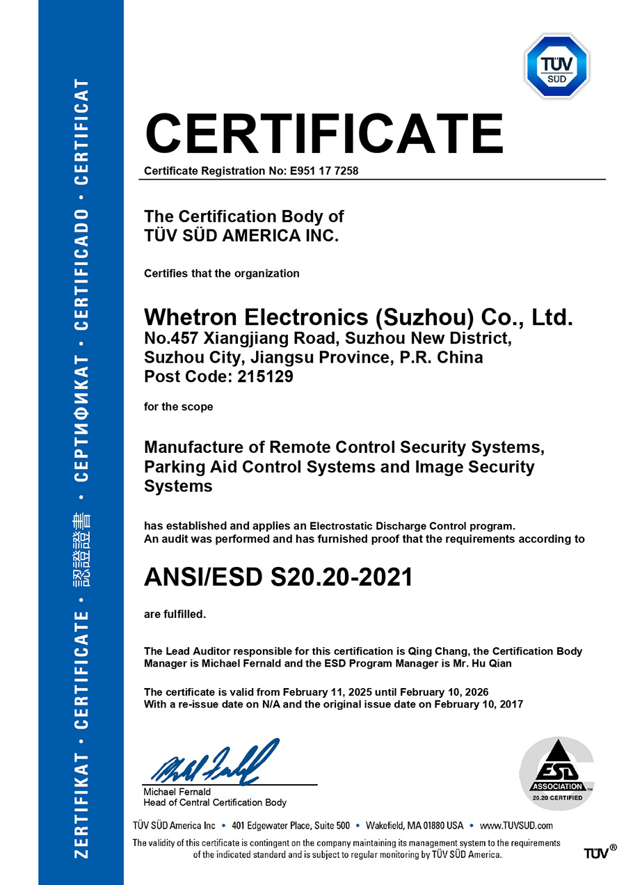SW ANSI ESD S20 20